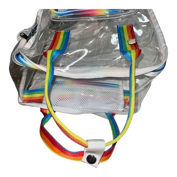 Clear backpack, Heavy Duty Transparent School Backpack Rainbow Straps - Picture 2 of 12